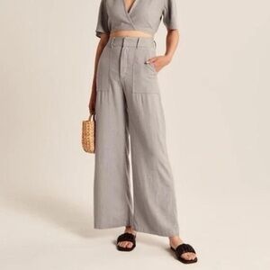 Abercrombie & Fitch Grey Linen Trousers